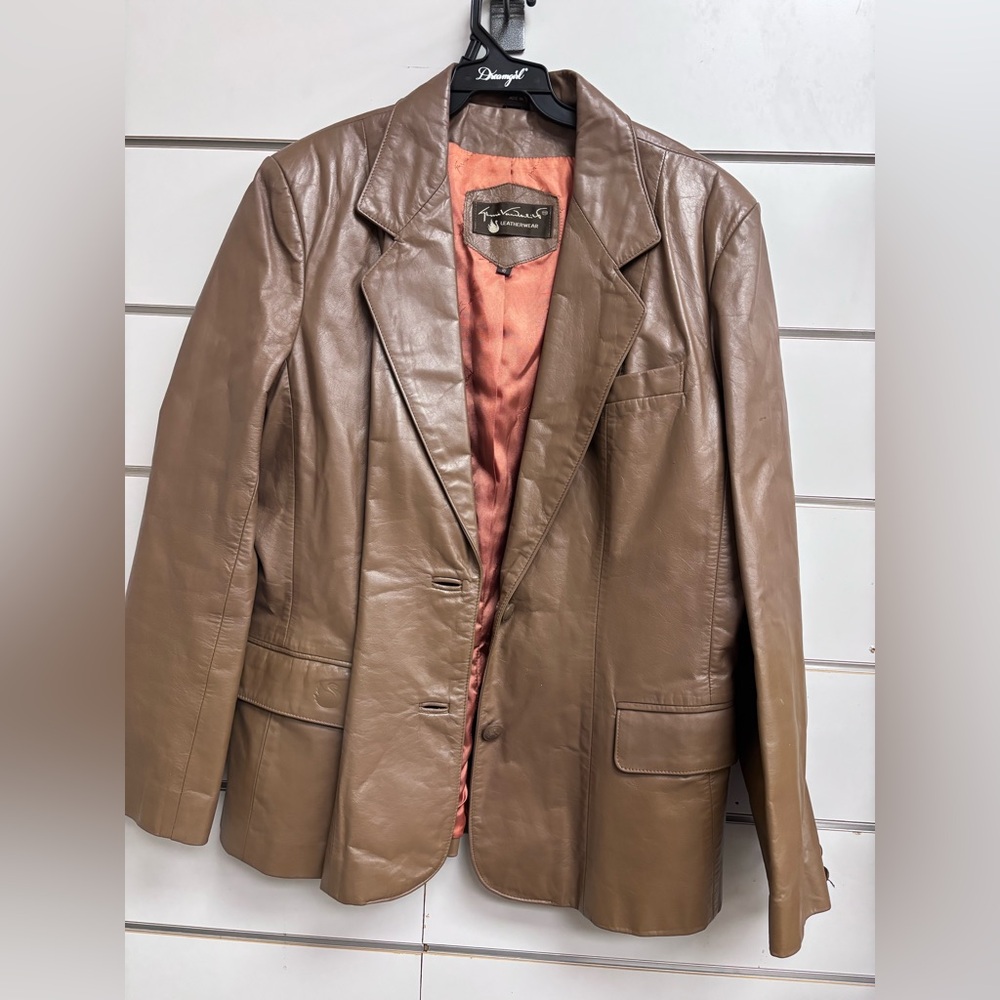 Gloria Vanderbilt Brown Leather‎ Blazer Vintage